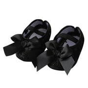 Baby Walking Shoes Size 0-3 Months Soft Walkers Princess Flats Comfort Lightweight Elastic First Birthday Black Boots
